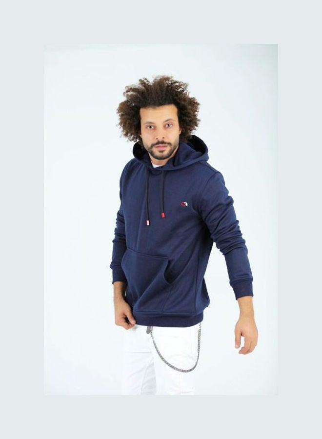 Caesar Casual Plain Basic Hoodie Sweatshirt Navy  - Image 2