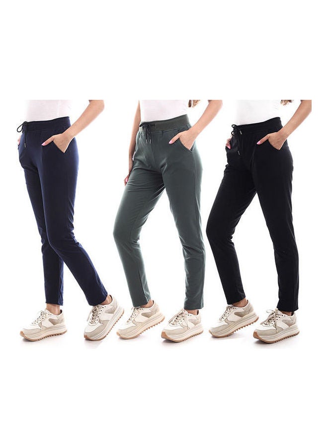 Caesar Bundle Of 3 Elastic Waist Solid Sweatpants Multicolour 