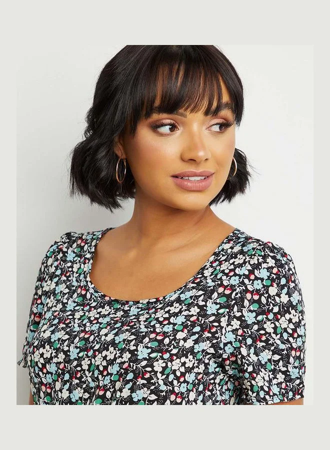 Closet By Styli Floral Print Scoop Neck Top Multicolour