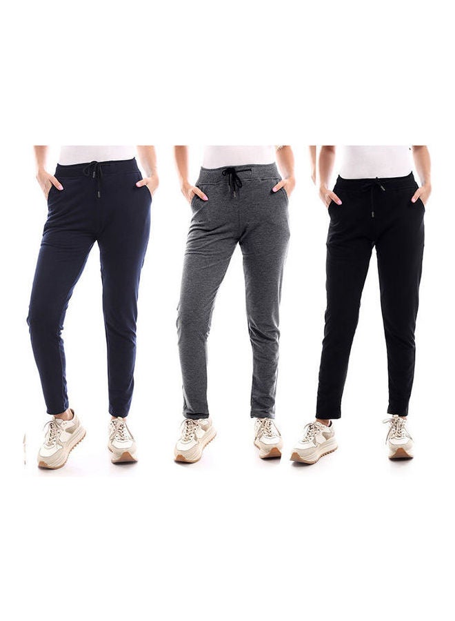 Caesar Bundle Of 3 Elastic Waist Solid Sweatpants Multicolour 