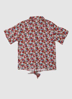NEON Girls Collared Neck Short Sleeve Shirt Red/Blue/Pink  - Image 2