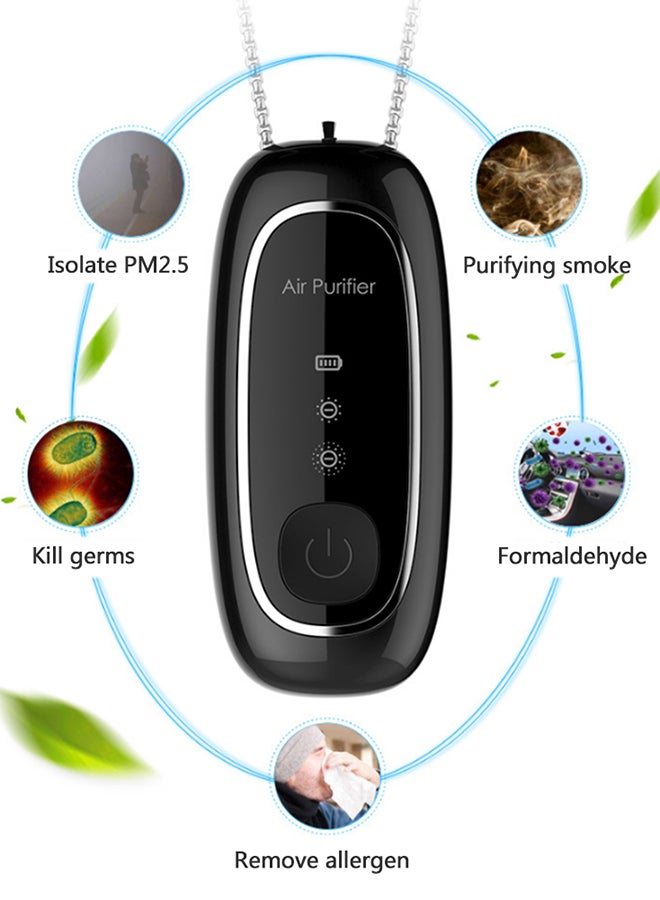 إيهوم قلادة جهاز تنقية الهواء انيون محمول شخصي بتصميم جديد أسود 16سم - Image 2