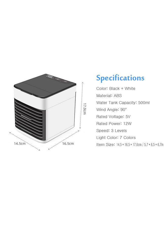 EHOME Personal Desktop Portable Air Conditioner Humidifier With 7-Color LED Light Black & White 17cm - Image 5