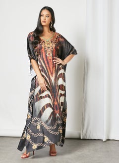 Trendy Modest V-Neck Kaftan Multicolour
