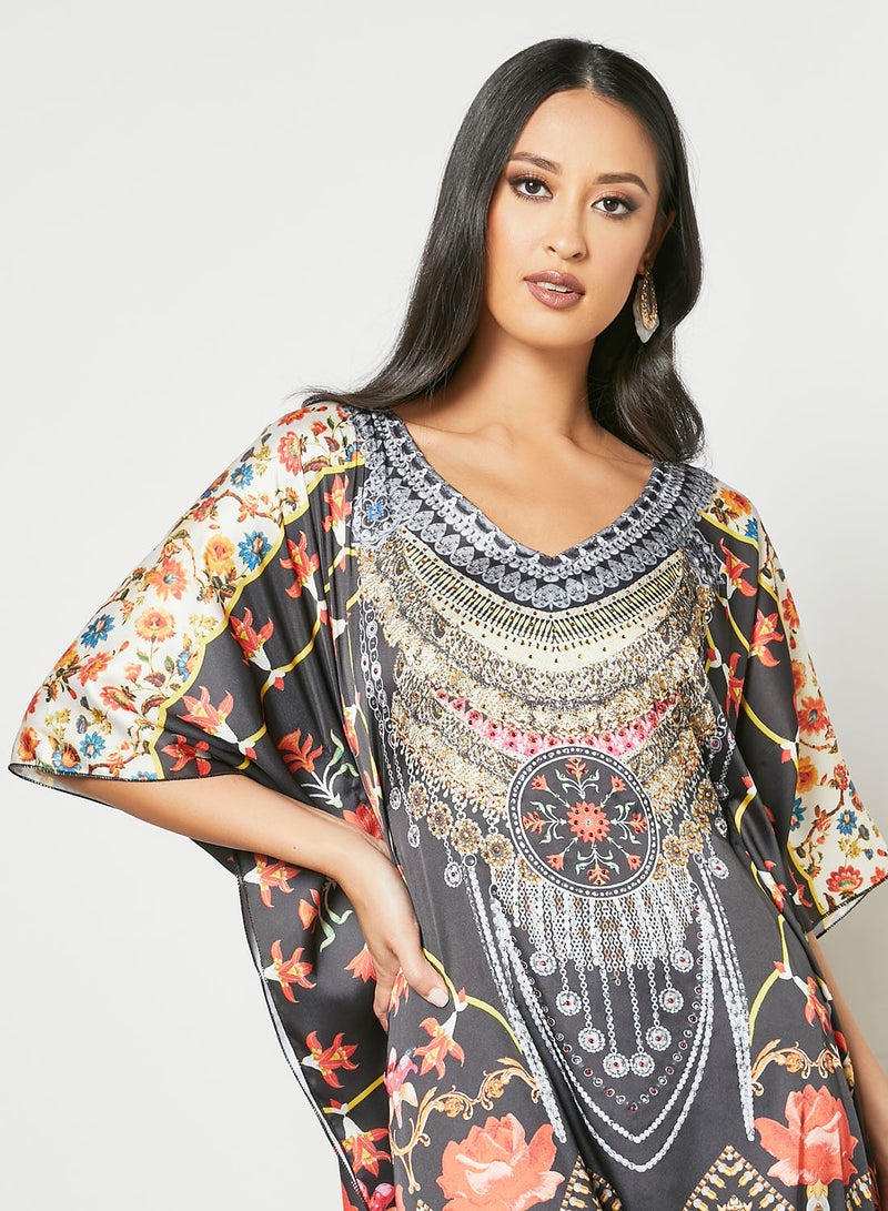 Zyna Fashion - Trendy Modest V-Neck Kaftan Multicolour - Image 1