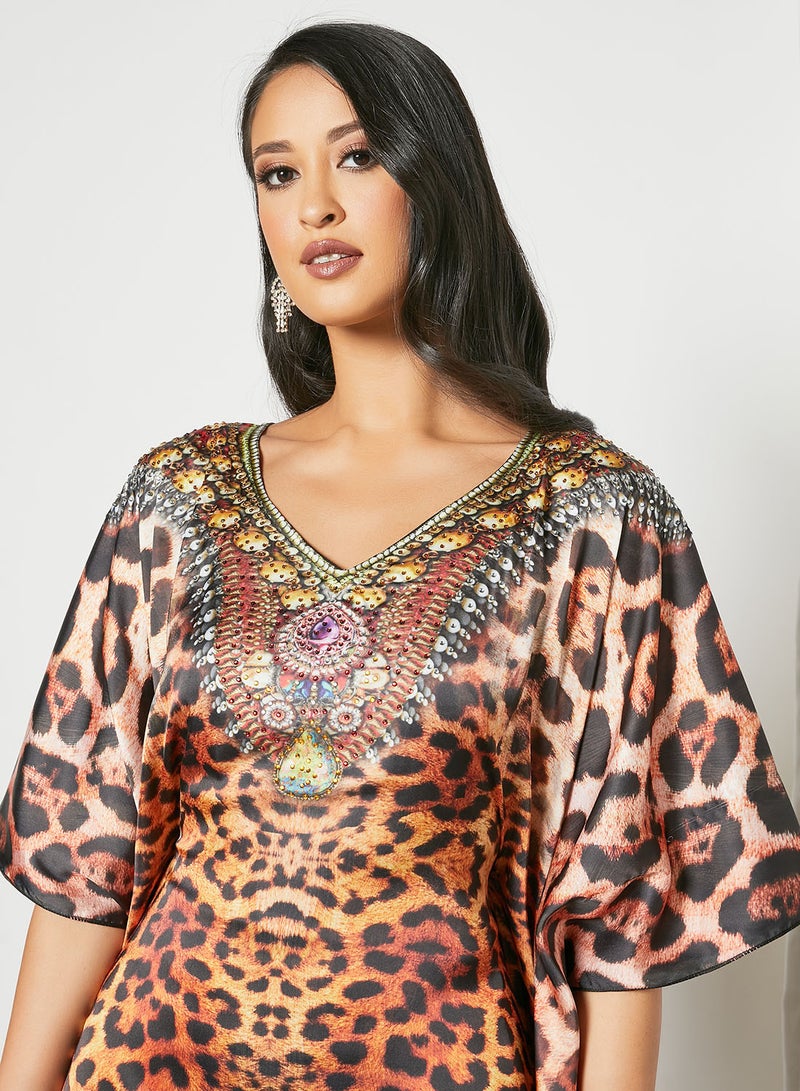Zyna Fashion - Trendy Modest V-Neck Kaftan Multicolour - Image 1