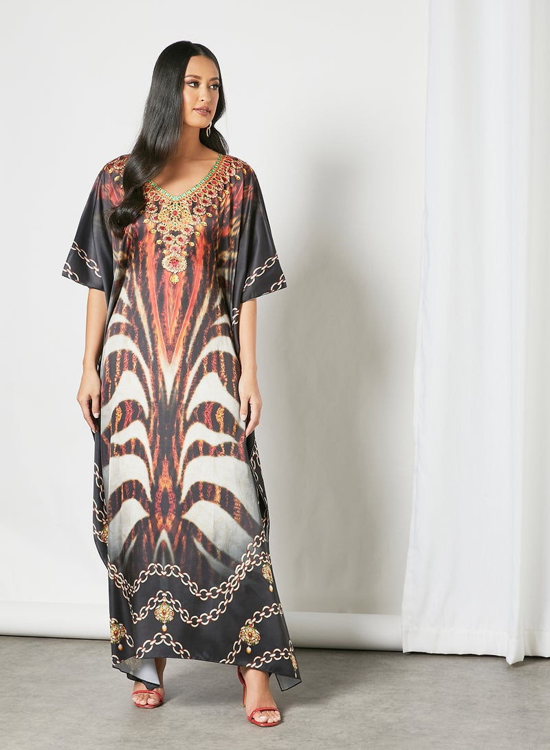 Zyna Fashion - Trendy Modest V-Neck Kaftan Multicolour - Image 1