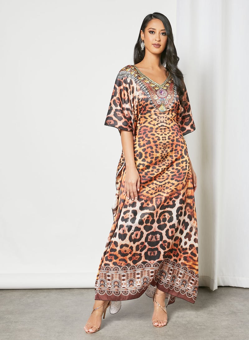 Zyna Fashion - Trendy Modest V-Neck Kaftan Multicolour - Image 1