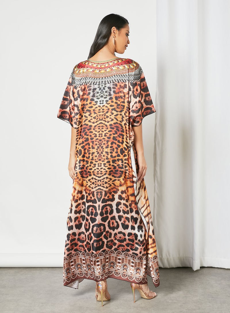 Zyna Fashion - Trendy Modest V-Neck Kaftan Multicolour - Image 1
