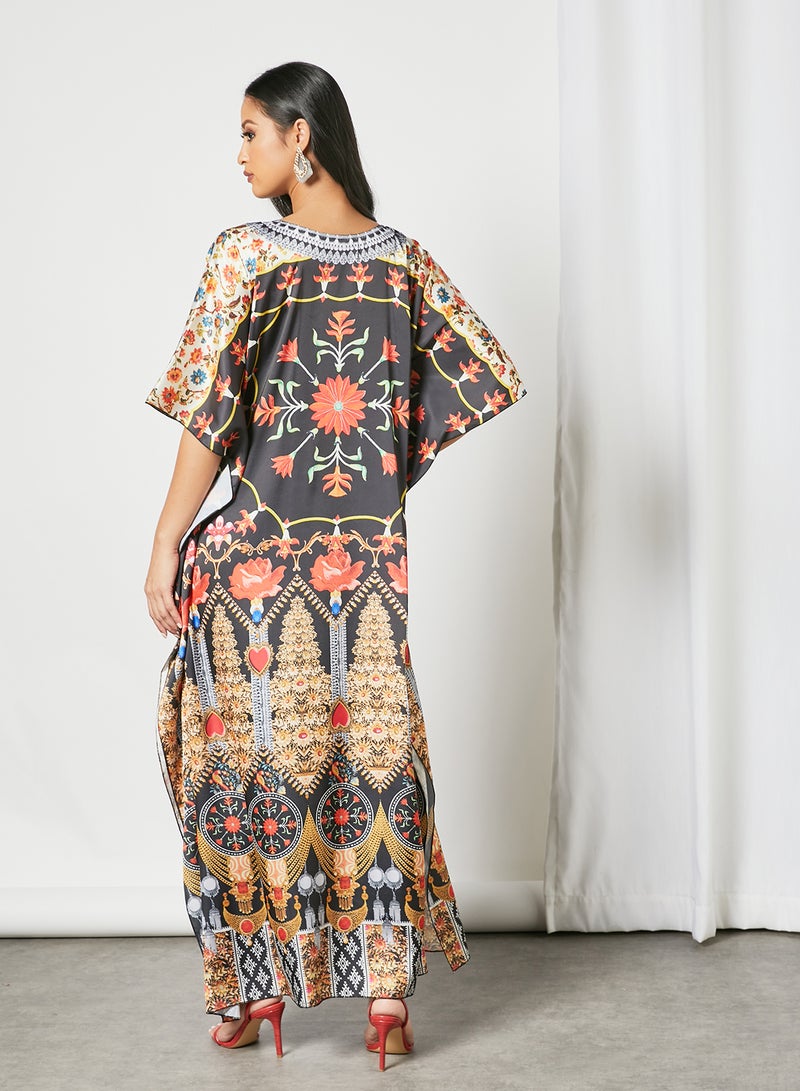 Zyna Fashion - Trendy Modest V-Neck Kaftan Multicolour - Image 1