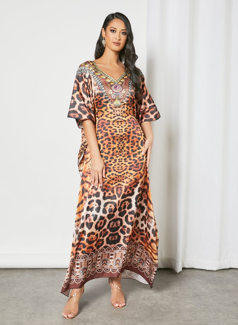 Zyna Fashion - Trendy Modest V-Neck Kaftan Multicolour - Image 1