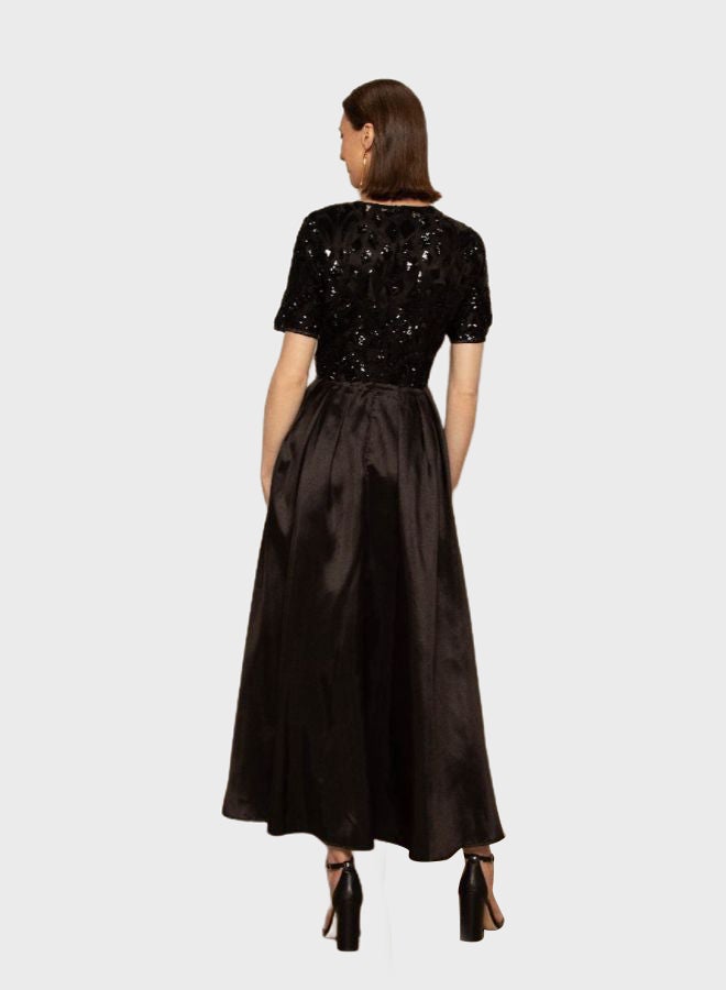 RINA - Plain Party Chic Maxi Dress Black - Image 1