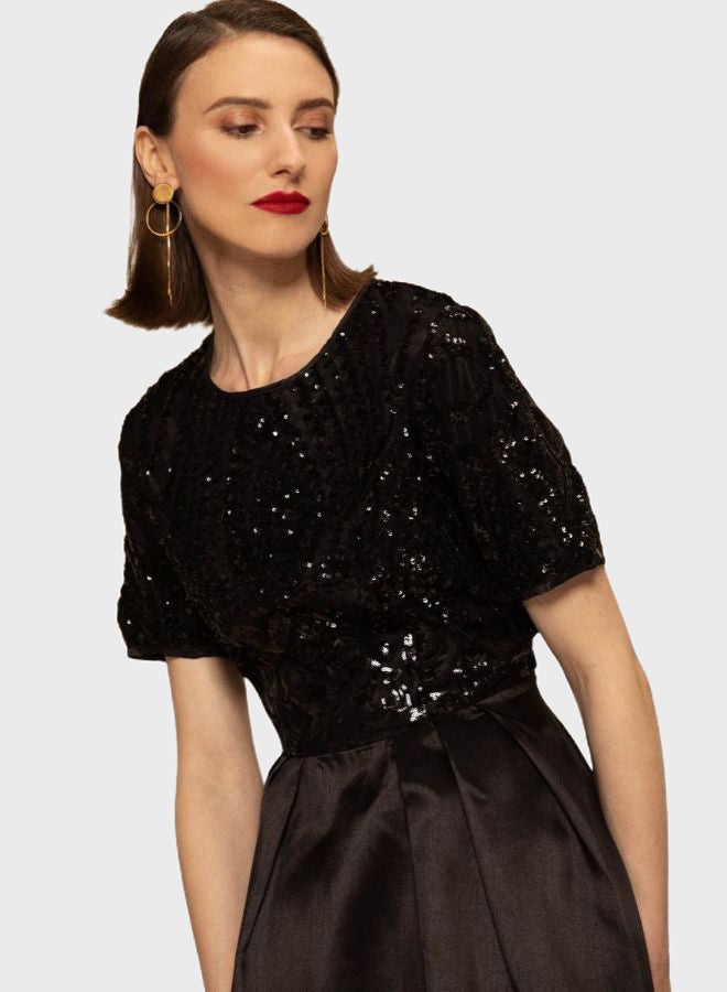 RINA - Plain Party Chic Maxi Dress Black - Image 1
