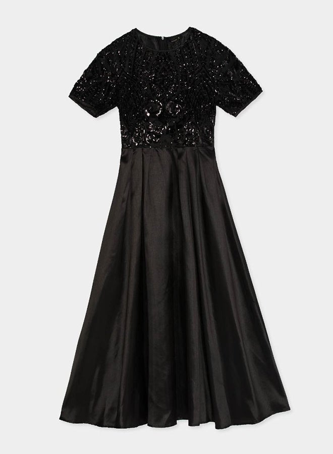 RINA - Plain Party Chic Maxi Dress Black - Image 1