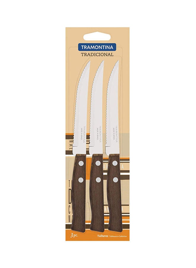TRAMONTINA Barbecue Knives And Fruit Set With Stainless Steel Blades And Natural Wood Handles 3 Pieces Multicolour 27 x 82 x 14cm  - Image 1