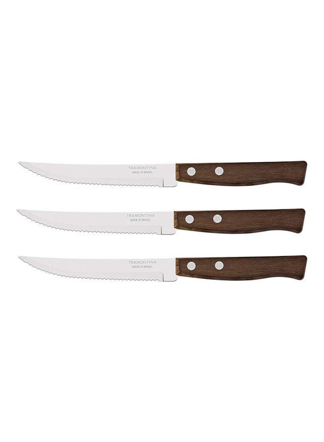 TRAMONTINA Barbecue Knives And Fruit Set With Stainless Steel Blades And Natural Wood Handles 3 Pieces Multicolour 27 x 82 x 14cm  - Image 2