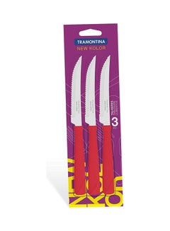 TRAMONTINA New Kolor Barbecue Knives Set With Stainless Steel Blades And 3-Piece Red Polypropylene Handles Red 20 x 2 x 0.9cm  - Image 2