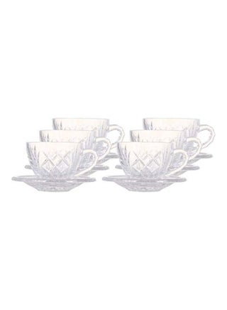 Coffee Cup Set With Saucer, 12 Pieces Clear ‎42.6 x 19.8 x 7.4cm - v1633014313/N51145931A_1