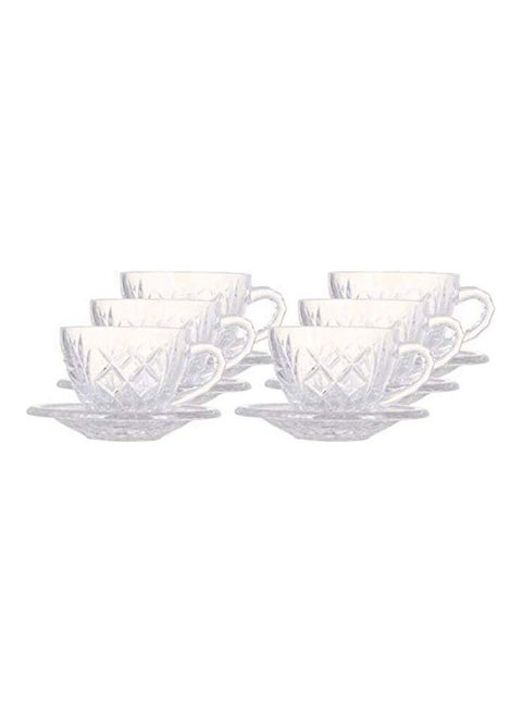 Coffee Cup Set With Saucer, 12 Pieces Clear ‎42.6 x 19.8 x 7.4cm
