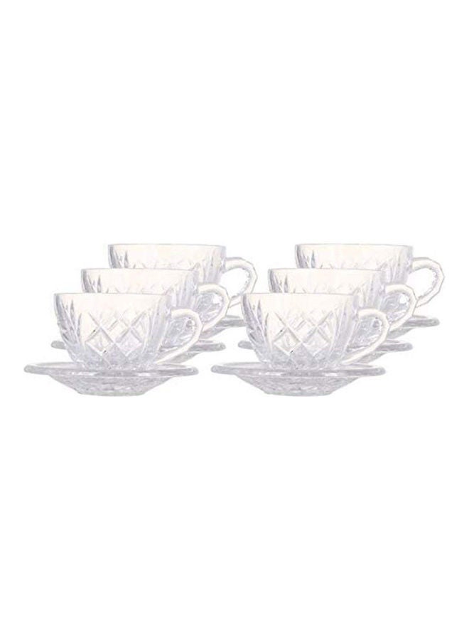 Coffee Cup Set With Saucer, 12 Pieces Clear ‎42.6 x 19.8 x 7.4cm