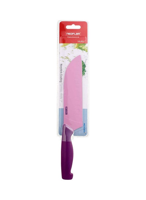 Stainless Steel Knife With Plastic Handle Purple And Pink 7inch