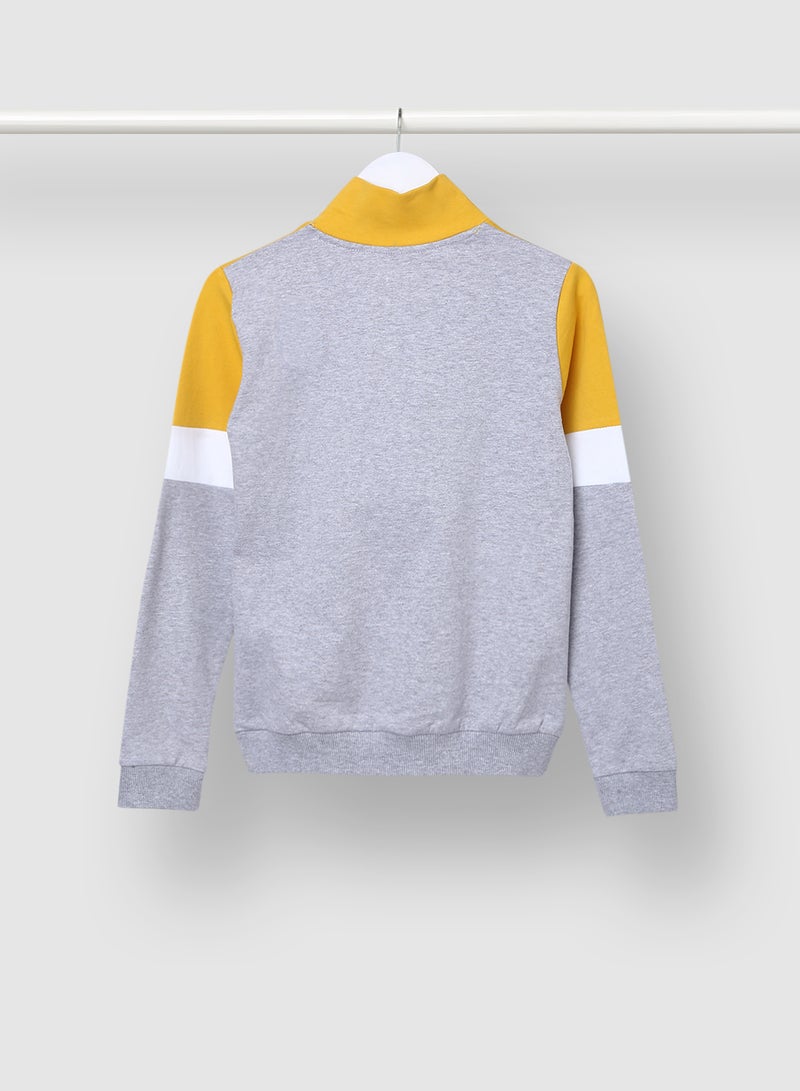 NEON Printed Zipper Sweatshirt Grey/Yellow  - Image 2