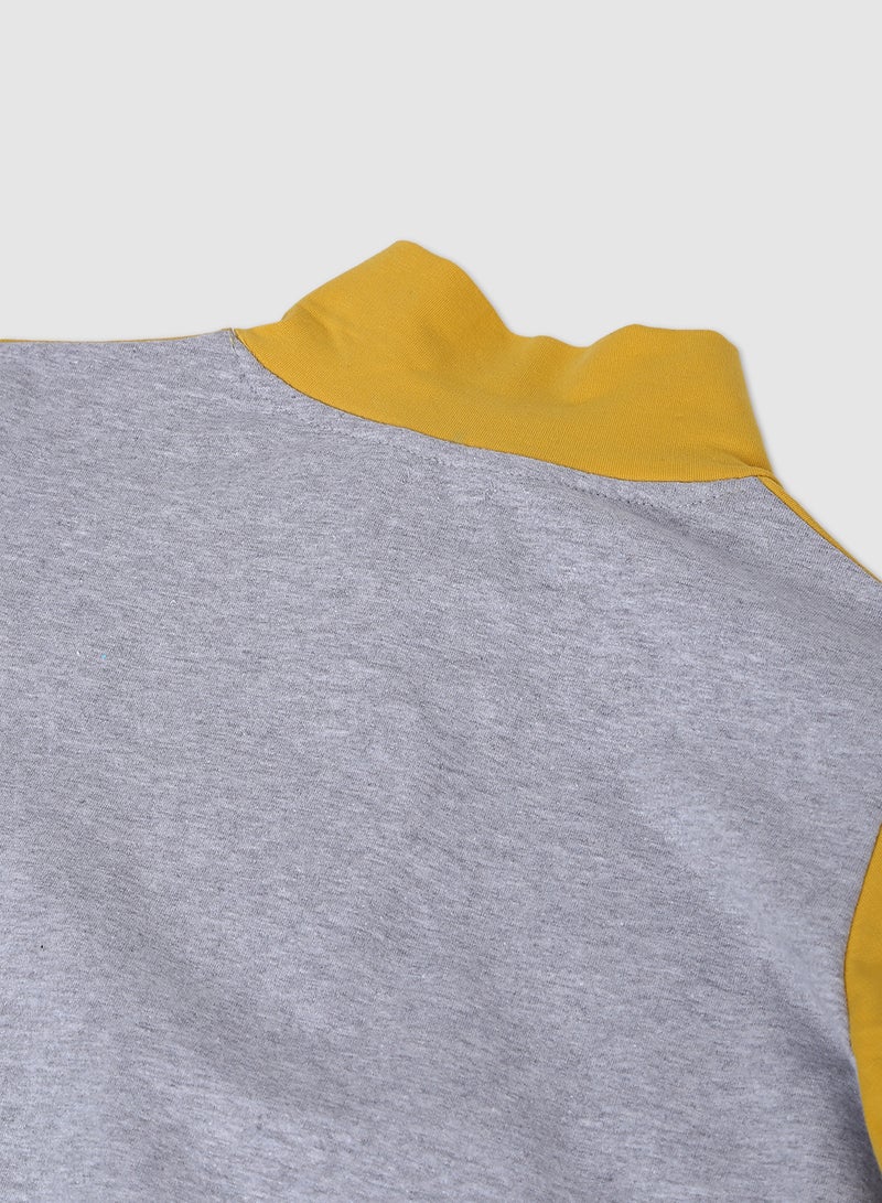 NEON Printed Zipper Sweatshirt Grey/Yellow  - Image 4