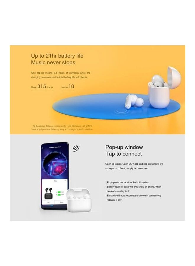 QCY - T10 True Wireless Earbuds White - Image 1