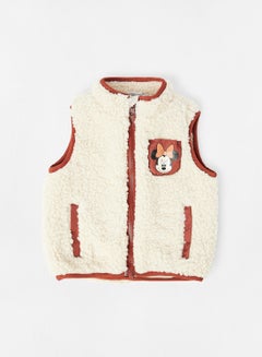 Girls Minnie Mouse Sherpa Jacket Beige