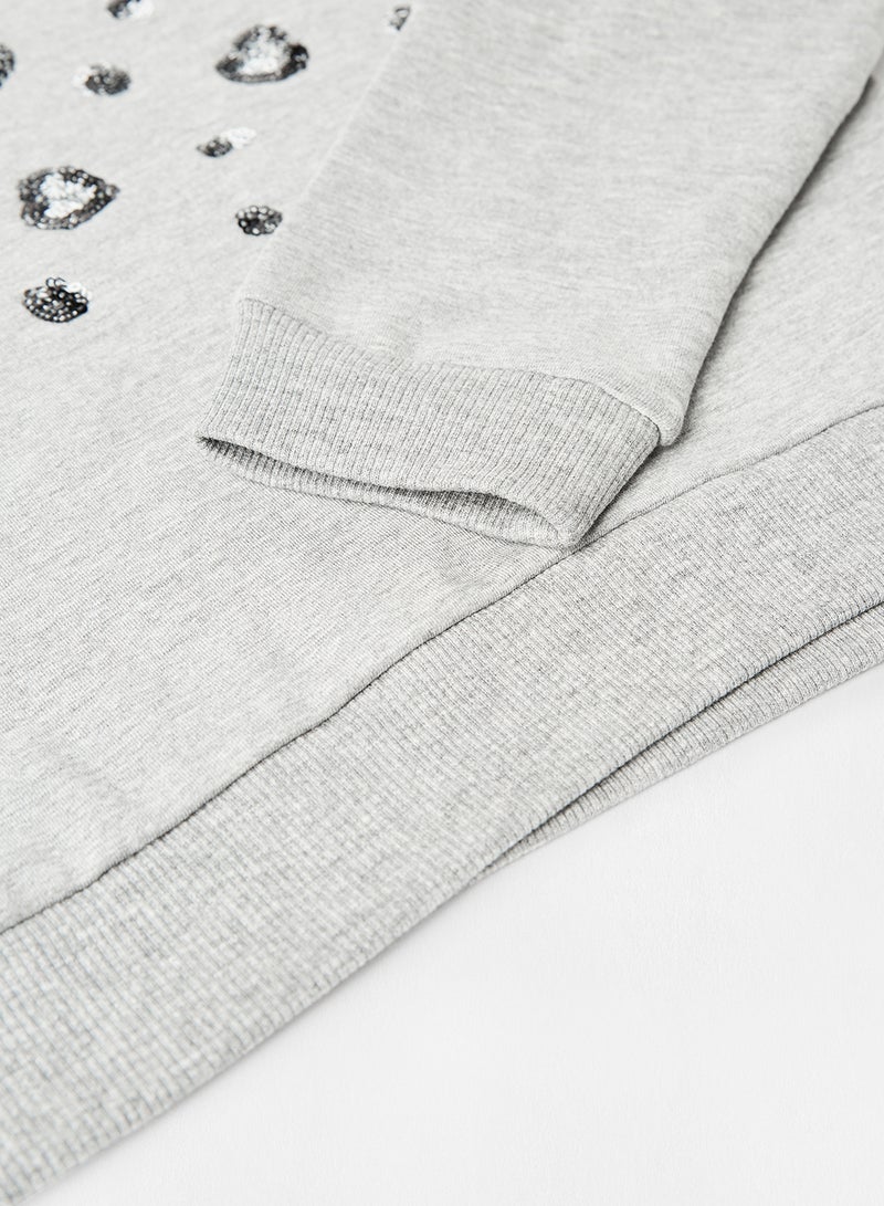 NAME IT Girls Sequin Long Sleeve Sweatshirt Grey  - Image 4