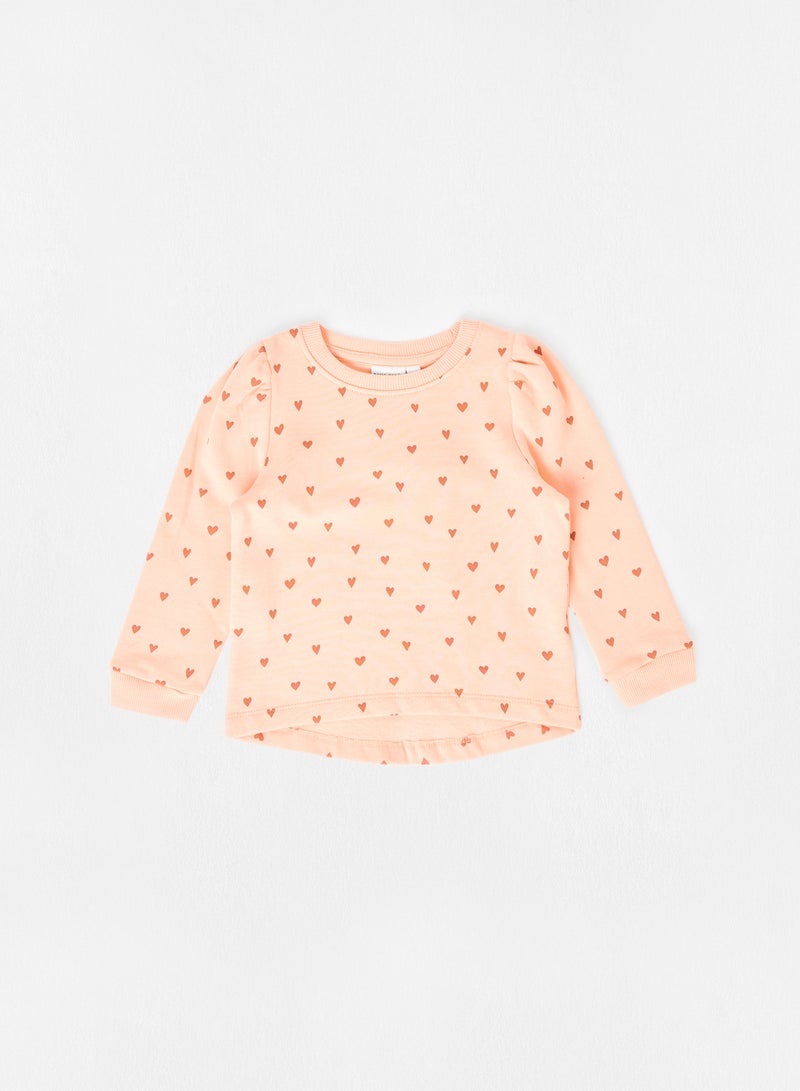 NAME IT - Girls Heart Round Neck Sweatshirt Pink - Image 1