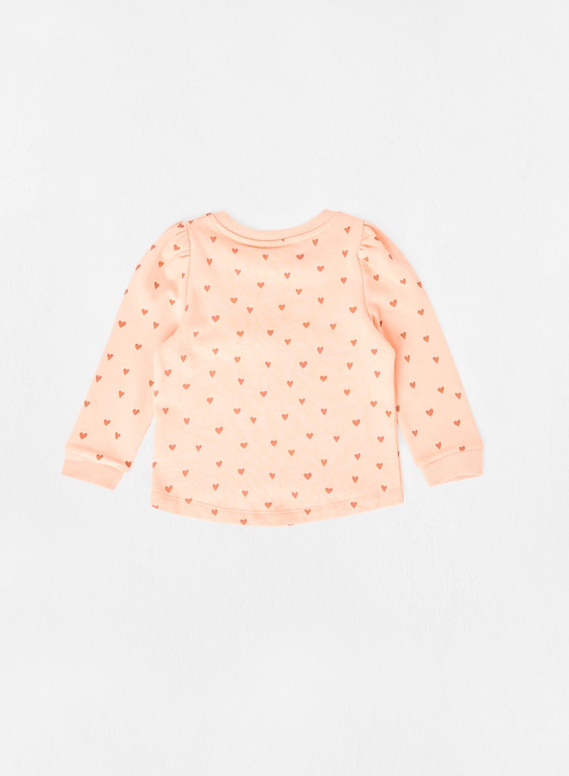 NAME IT - Girls Heart Round Neck Sweatshirt Pink - Image 1