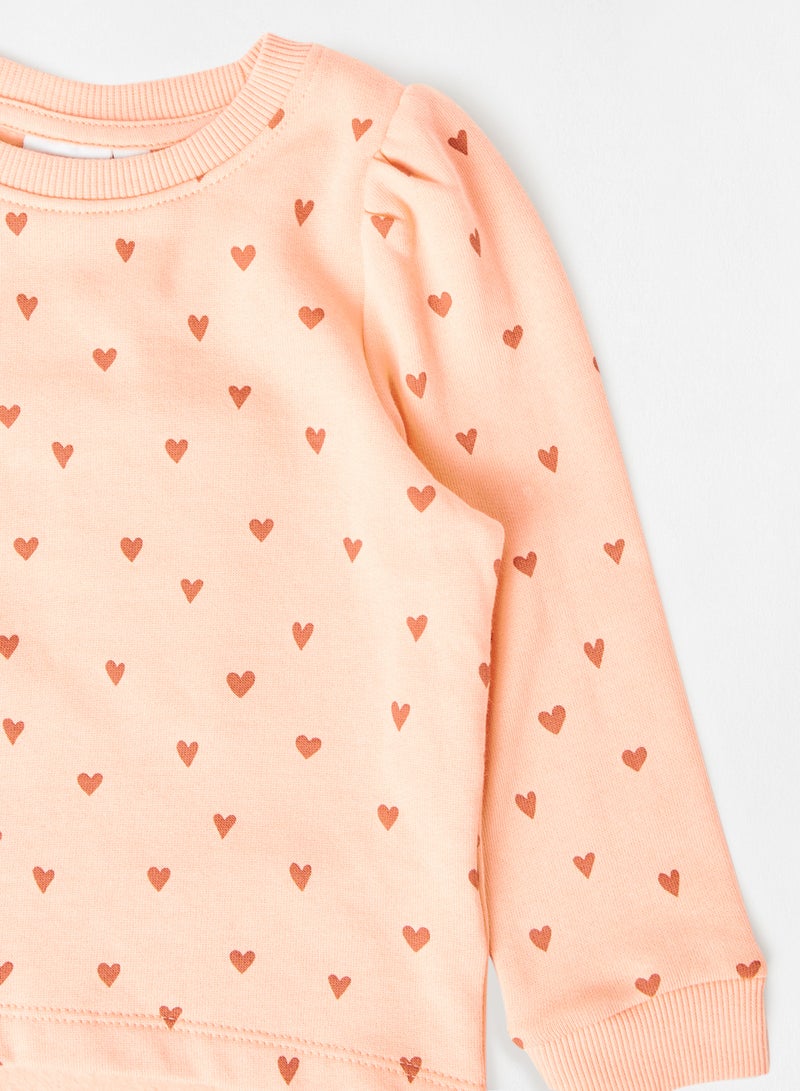 NAME IT - Girls Heart Round Neck Sweatshirt Pink - Image 1