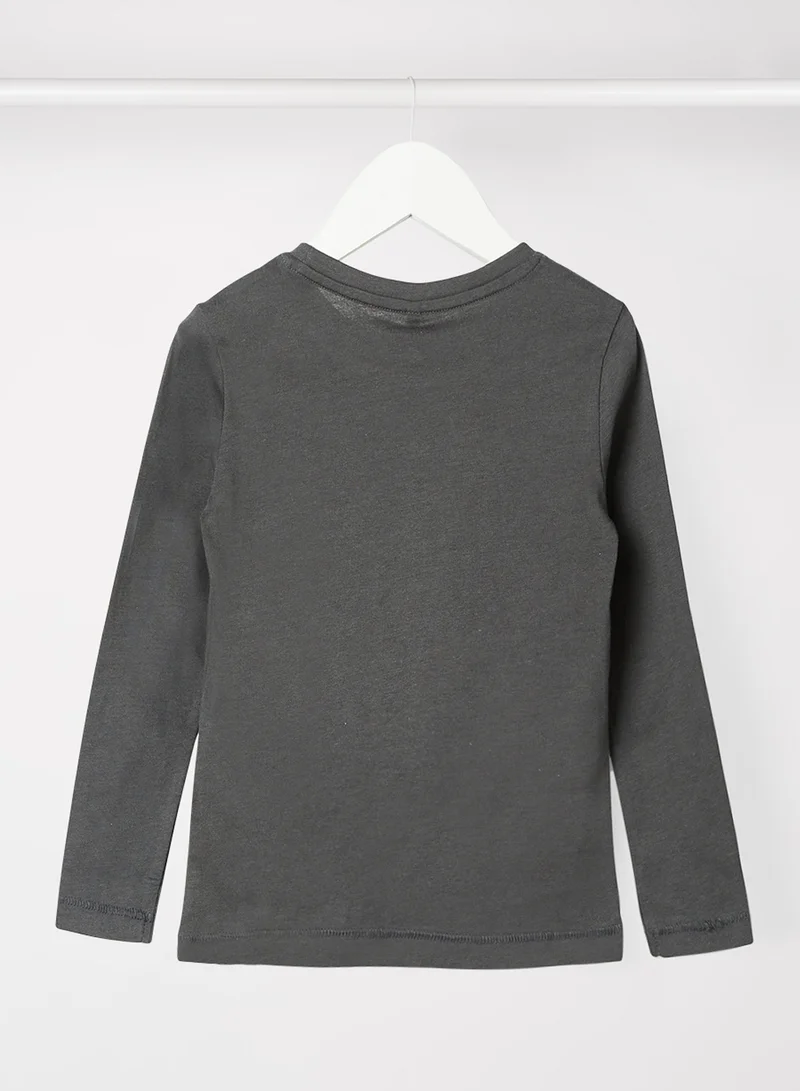 ONLY Kids/Teen Smiley Slogan T-Shirt Dark Grey