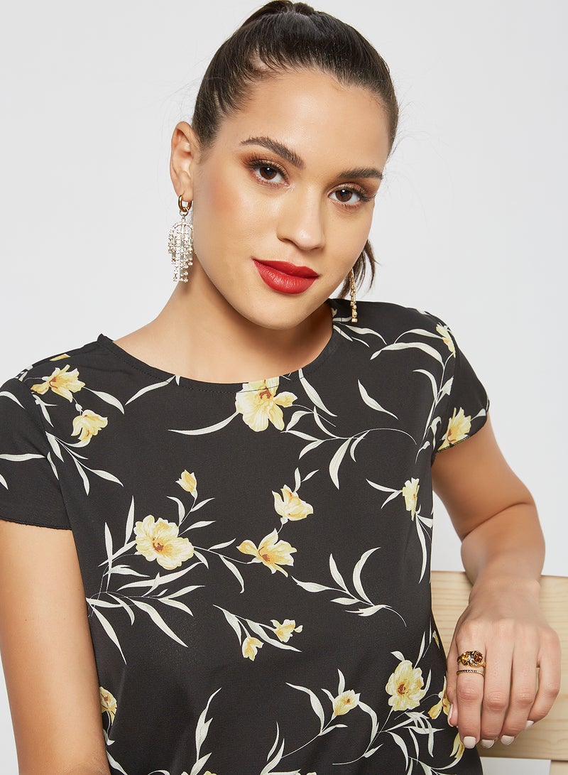 Aila Women's Casual Floral Printed Sheer Cap Sleeves Top Multicolour  - Image 4