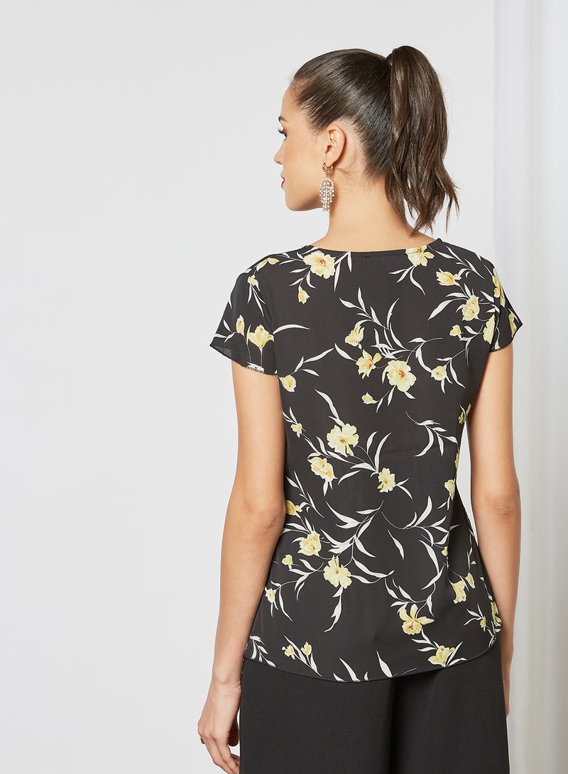 Aila Women's Casual Floral Printed Sheer Cap Sleeves Top Multicolour  - Image 2