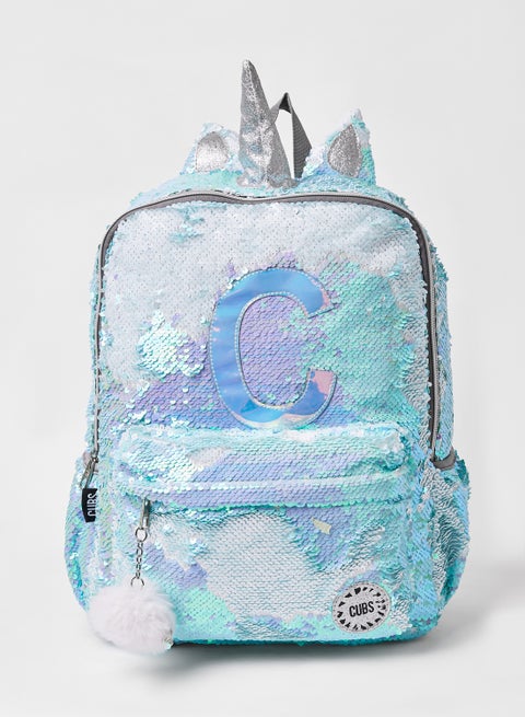 All-Over Sequin Unicorn Backpack Blue