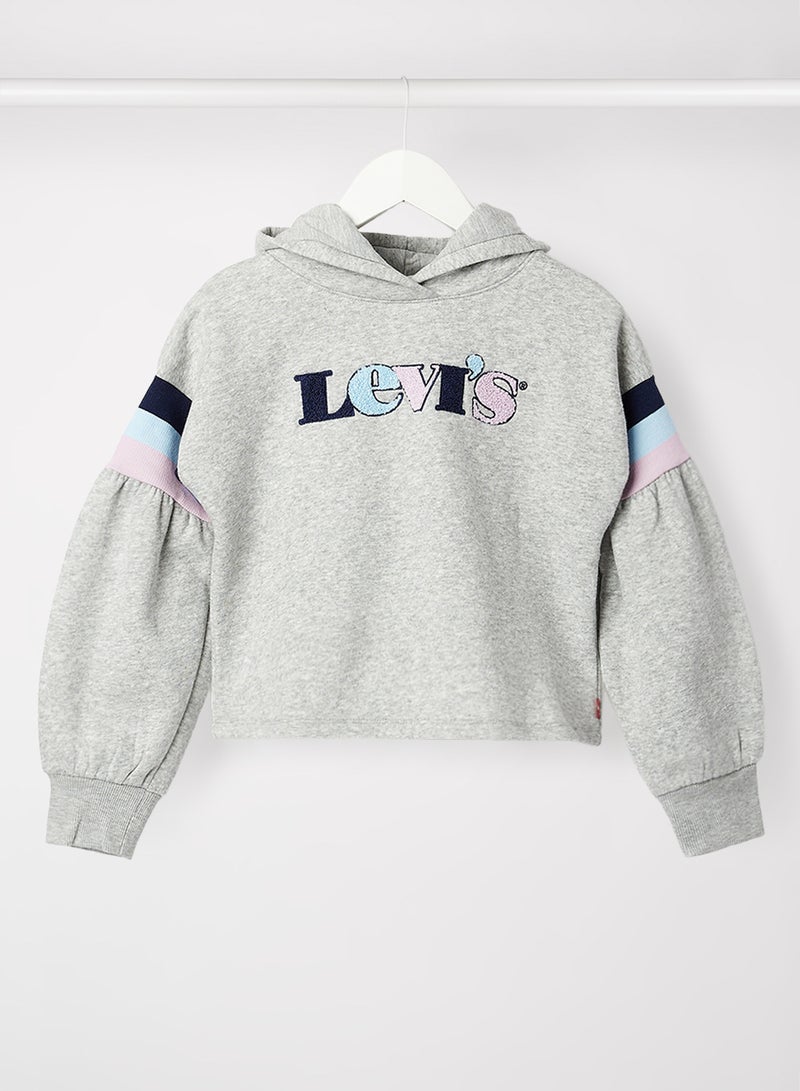 Kids Rainbow Trim Cropped Hoodie Grey - v1633076502/N50492491V_1