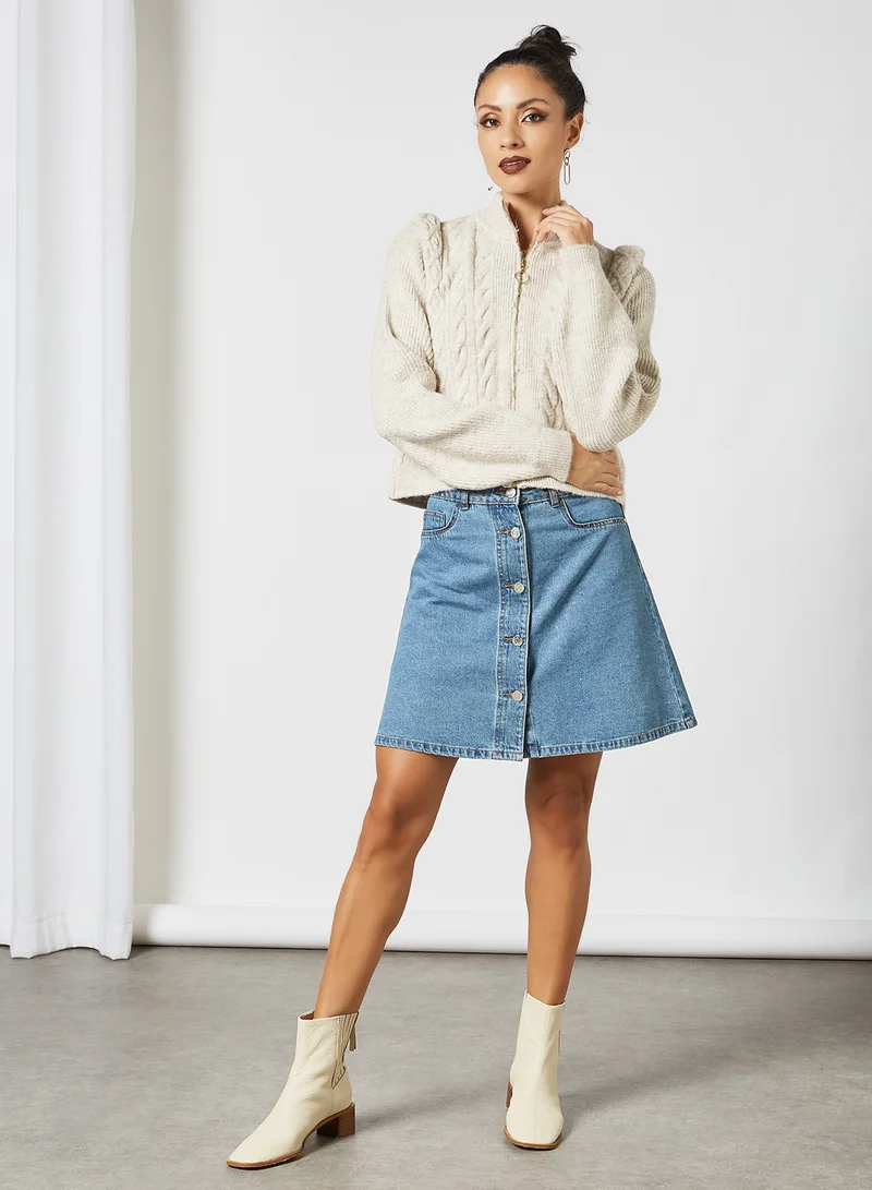 VERO MODA Cable Knit Cardigan Beige