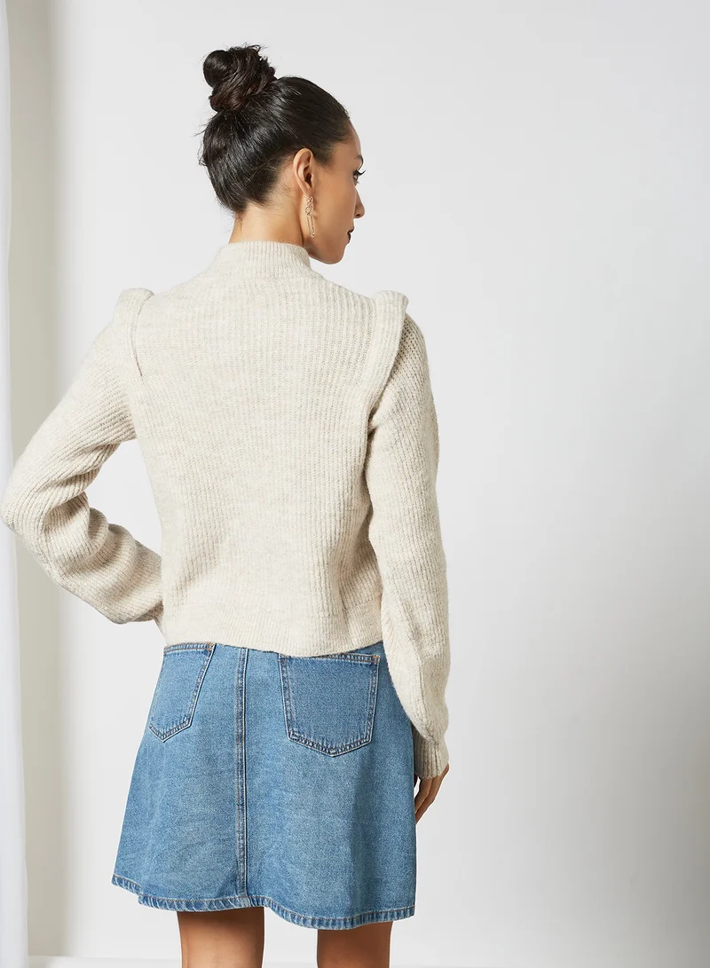 VERO MODA Cable Knit Cardigan Beige