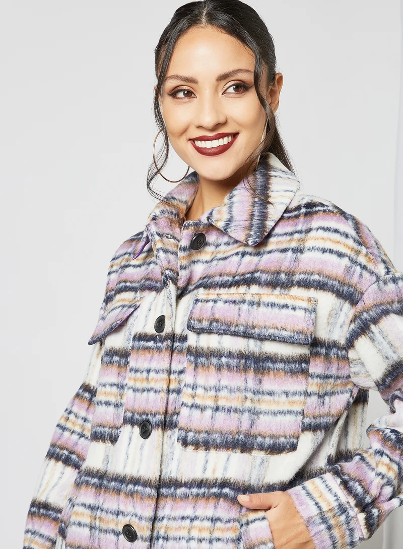 VERO MODA Checkered Longline Jacket Purple