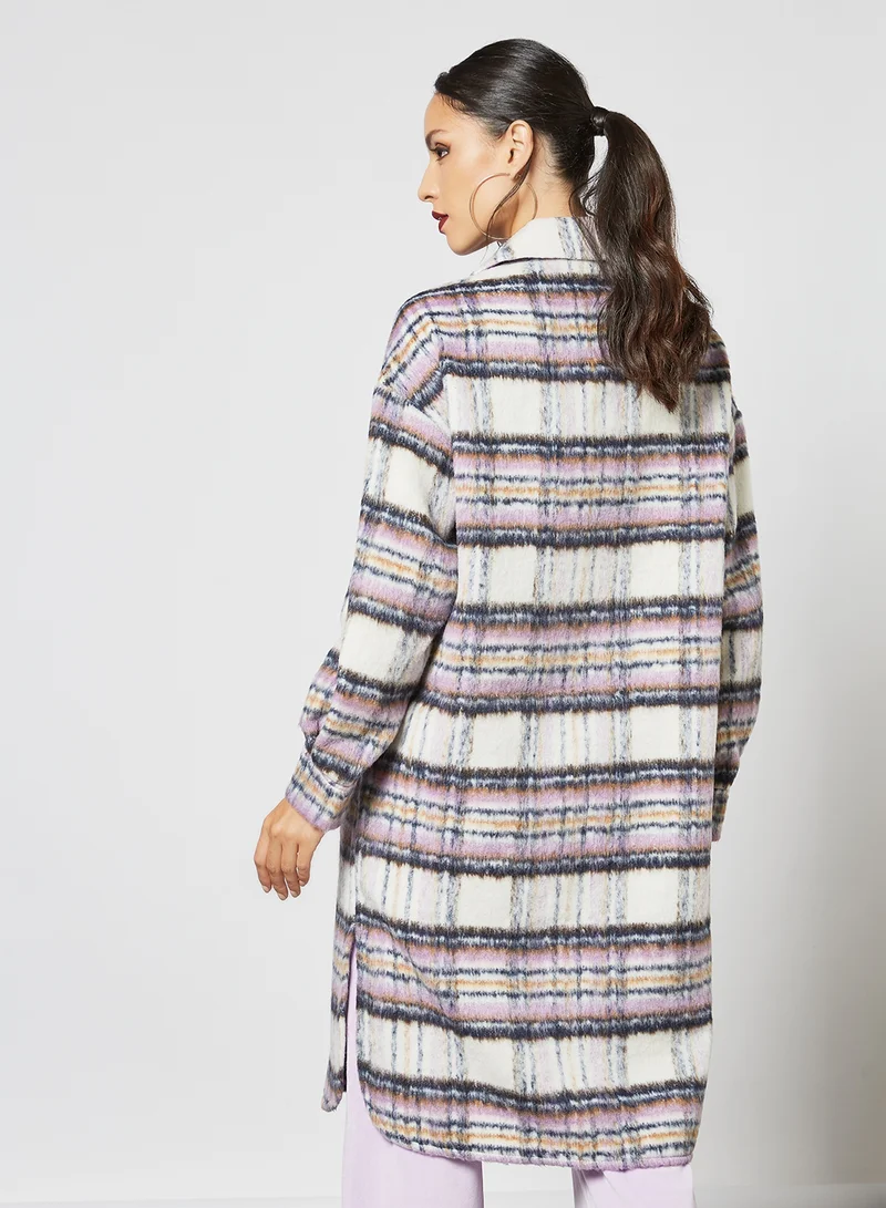 VERO MODA Checkered Longline Jacket Purple