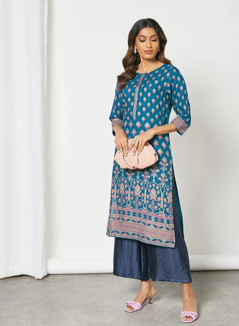 Zyna Fashion - Unique Floral Print Kurti Multicolour - Image 1