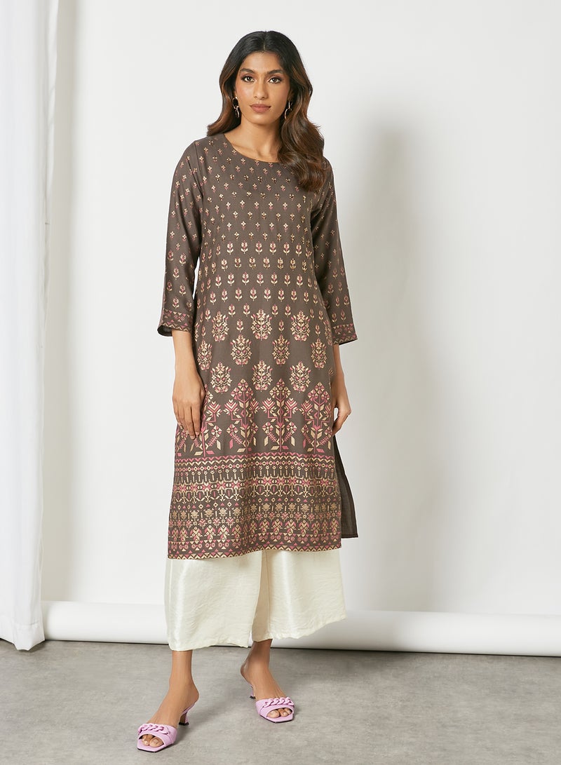 Zyna Fashion - Hand Embellishment Elegant Printed Kurti Multicolour - Image 1