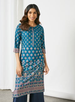 Unique Floral Print Kurti Multicolour
