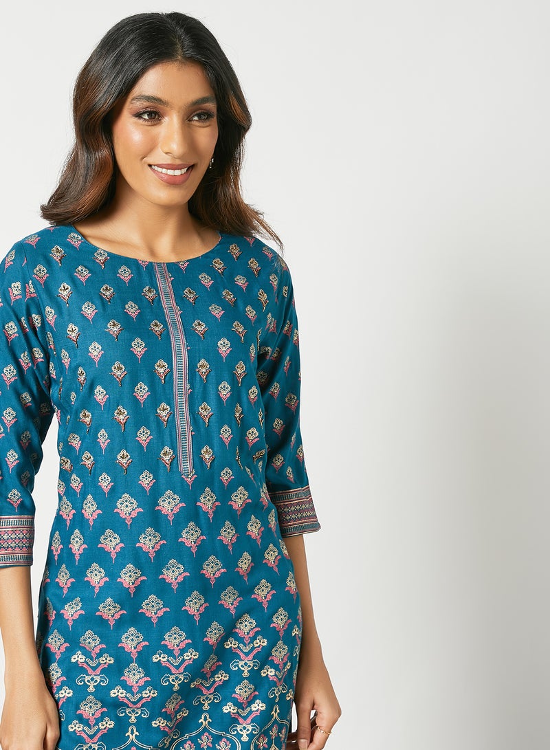 Zyna Fashion - Unique Floral Print Kurti Multicolour - Image 1