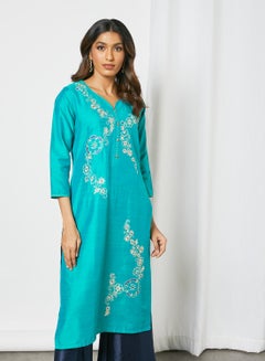 Hand Embellished Sweetheart Neck Kurta Green - v1633081751/N49888900V_1