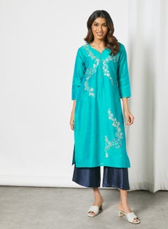 Hand Embellished Sweetheart Neck Kurta Green - v1633081751/N49888900V_2