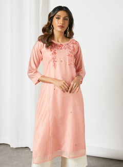 Floral Handwork Kurti Pink - v1633081758/N49889078V_1