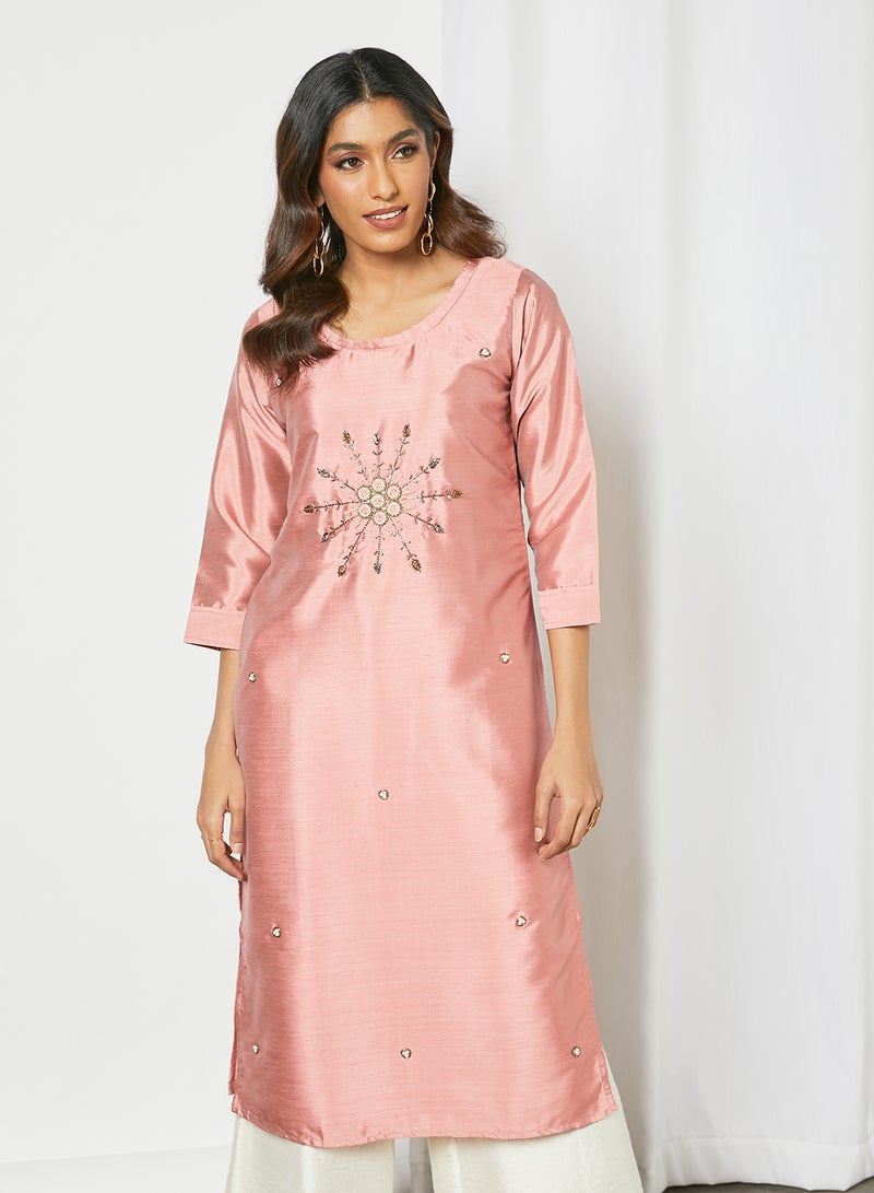 Zyna Fashion - Trendy Fancy Work Kurti Pink - Image 1